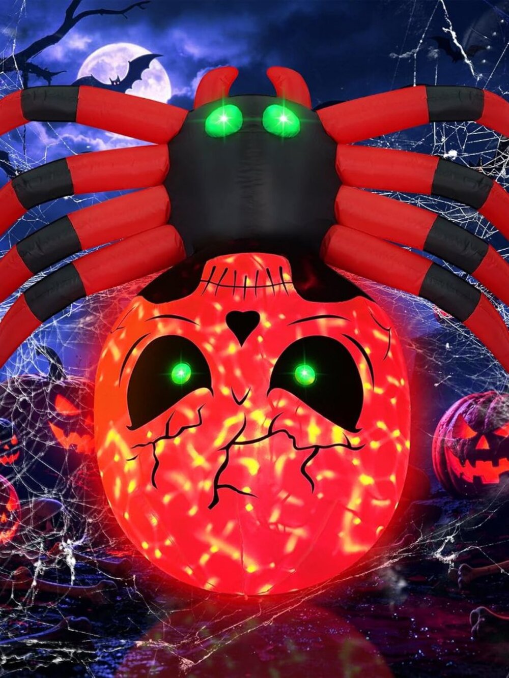 Spider Inflatable Halloween 8FT Giant Spider with Disco Flashing LED Lights
